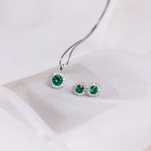 Load image into Gallery viewer, Diamonfire Emerald Green Cubic Zirconia Halo Pendant