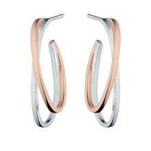 Load image into Gallery viewer, Fiorelli Rose Gold and Silver Cross Over Hoop Earrings