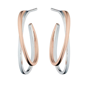 Fiorelli Rose Gold and Silver Cross Over Hoop Earrings