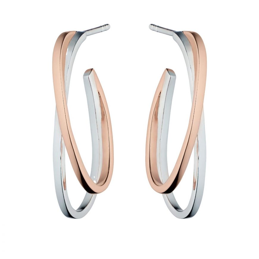 Fiorelli Rose Gold and Silver Cross Over Hoop Earrings