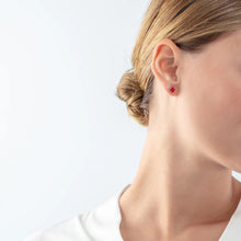Load image into Gallery viewer, Coeur De Lion Brilliant Square Earrings - Red Silver
