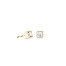 Load image into Gallery viewer, Coeur De Lion Brilliant Square Earrings - Crystal Gold