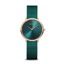 Load image into Gallery viewer, Bering Ladies Ultra Slim Rose Gold And Green Watch
