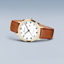 Load image into Gallery viewer, Bering Watch - Unisex Gold Plated & Titanium Tan Strap