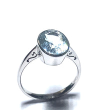 Load image into Gallery viewer, 9ct White Gold Handmade Oval Aquamarine Ring
