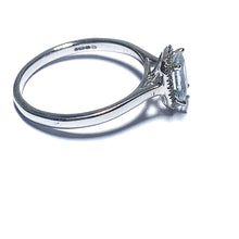 Load image into Gallery viewer, 9ct White Gold Aquamarine and Diamond Oblong Halo Ring