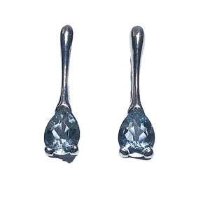 9ct White Gold Aquamarine Drop Earrings