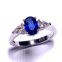 Load image into Gallery viewer, 18ct White Gold Sapphire and Pear Diamond Ring