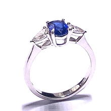 Load image into Gallery viewer, 18ct White Gold Sapphire and Pear Diamond Ring