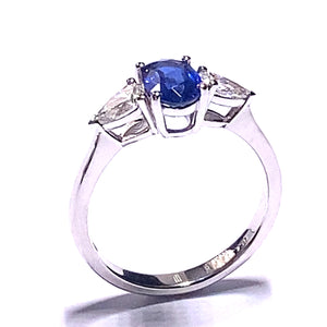 18ct White Gold Sapphire and Pear Diamond Ring