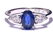 Load image into Gallery viewer, 18ct White Gold Sapphire and Pear Diamond Ring
