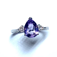 Load image into Gallery viewer, 9ct White Gold Pear Cut Amethyst and Diamond Ring