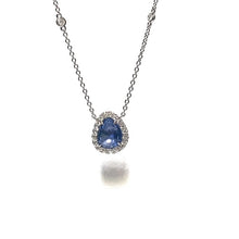 Load image into Gallery viewer, 18ct White Gold Rose Cut Sapphire and Diamond Necklace