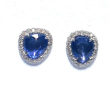 Load image into Gallery viewer, 18ct White Gold Rose Cut Sapphire and Diamond Earrings
