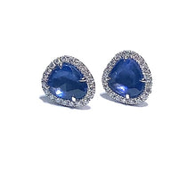 Load image into Gallery viewer, 18ct White Gold Rose Cut Sapphire and Diamond Earrings