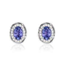 Load image into Gallery viewer, 9ct White Gold Tanzanite and Diamond Earrings