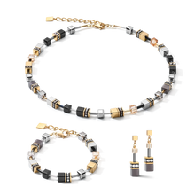 Load image into Gallery viewer, Coeur De Lion Geo-Cube Earrings - Grey Gold