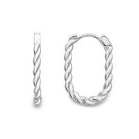 9ct White Gold Twisted Wire Huggie Hoops