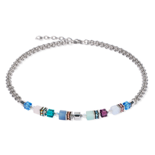 Load image into Gallery viewer, Coeur De Lion GeoCUBE Fusion Summer Necklace - Silver Couture