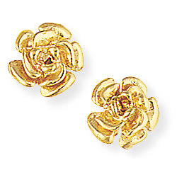 9ct Gold Carved Rose Stud Earrings