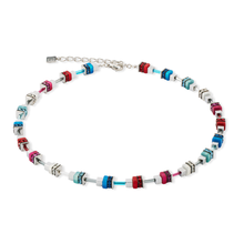 Load image into Gallery viewer, Coeur De Lion Modern Future Cube Necklace Blue-Red