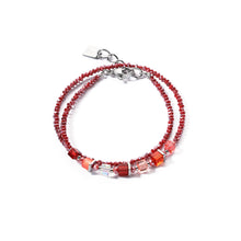 Load image into Gallery viewer, Coeur De Lion Joyful Colours Wrap Bracelet - Silver Red
