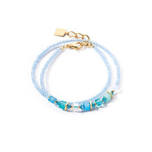Load image into Gallery viewer, Coeur De Lion Joyful Colours Wrap Bracelet - Gold Turquoise