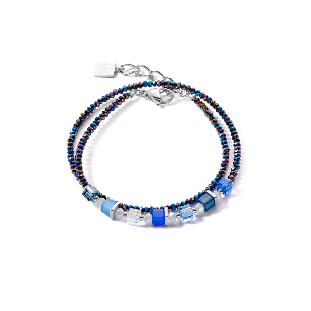 Coeur De Lion Joyful Colours Wrap Bracelet - Silver dark Blue