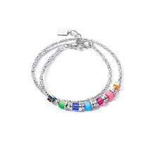 Load image into Gallery viewer, Coeur De Lion Joyful Colours Wrap Bracelet - Silver Rainbow
