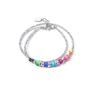 Coeur De Lion Joyful Colours Wrap Bracelet - Silver Rainbow