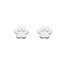 Load image into Gallery viewer, Dew Small Paw Print Silver Studs
