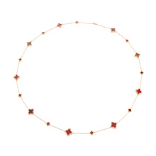 Load image into Gallery viewer, Silver vintage Clover Long Necklace - Red Mother of Pearl