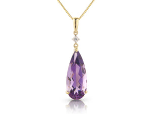 9ct Gold Amethyst and Diamond Necklace