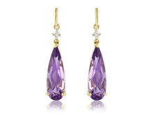 Load image into Gallery viewer, 9ct Gold Amethyst and Diamond Statement Earrings

