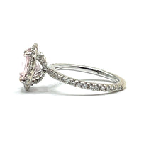 Load image into Gallery viewer, Secondhand 18k Morganite and Diamond Halo Ring