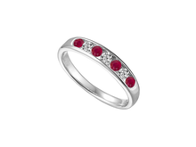 Load image into Gallery viewer, Silver Ruby and Cubic Zirconia Half Eternity Ring
