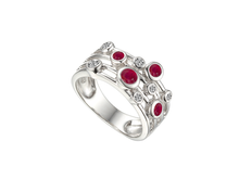 Load image into Gallery viewer, Silver Ruby and Cubic Zirconia Bubble Ring