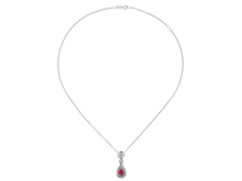 Load image into Gallery viewer, Silver Ruby and Cubic Zirconia Teardrop Necklace