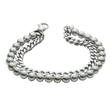 Load image into Gallery viewer, Mens Steel and Shell Pearl Bracelet
