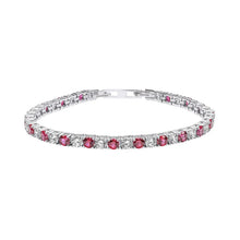 Load image into Gallery viewer, Diamonfire Silver Two Tone Ruby Zirconia Tennis Bracelet.