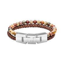 Load image into Gallery viewer, Fred Bennett Brown Braided Natural Red Turquoise Stone Bracelet