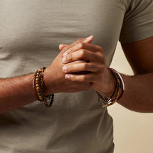 Load image into Gallery viewer, Burgundy Leather & Steel Chain Bracelet