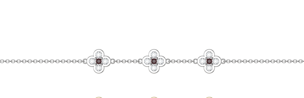 9ct White Gold Ruby and Lab Grown Diamond Clover Bracelet