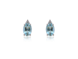 9ct White Gold Aquamarine and Diamond Earrings
