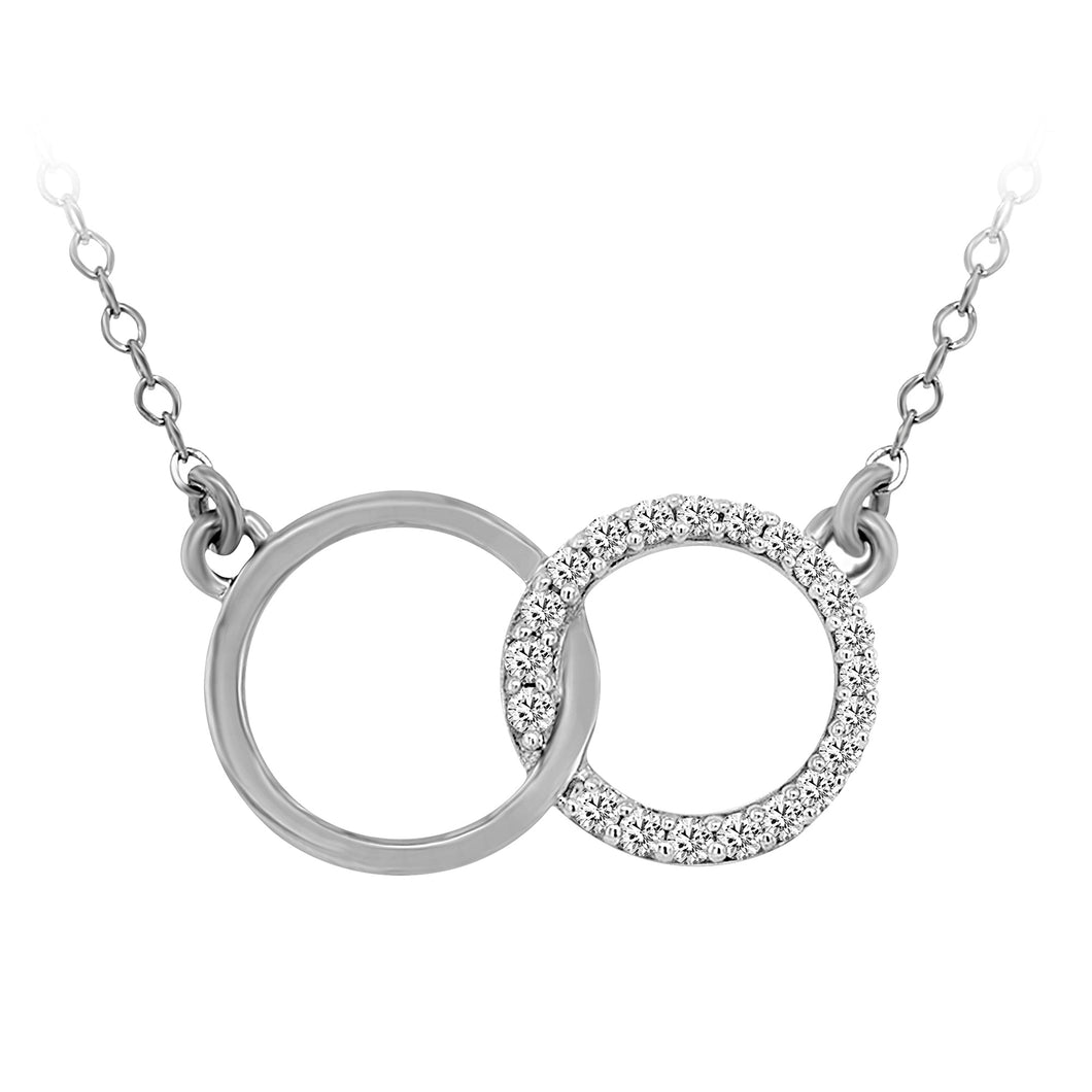 9ct White Gold Diamond Linking Circles Necklace