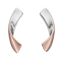 Load image into Gallery viewer, Fiorelli Silver and Rose Gold Ribbon Stud Earrings
