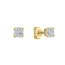 Load image into Gallery viewer, Diamonfire Cubic Zirconia Double Claw Solitaire Stud Earrings - Gold Plate