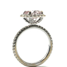 Load image into Gallery viewer, Secondhand 18k Morganite and Diamond Halo Ring