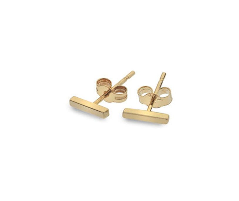 9ct Gold Petite Bar Stud Earrings