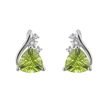 Load image into Gallery viewer, 9ct White Gold Peridot and White Topaz Earrings